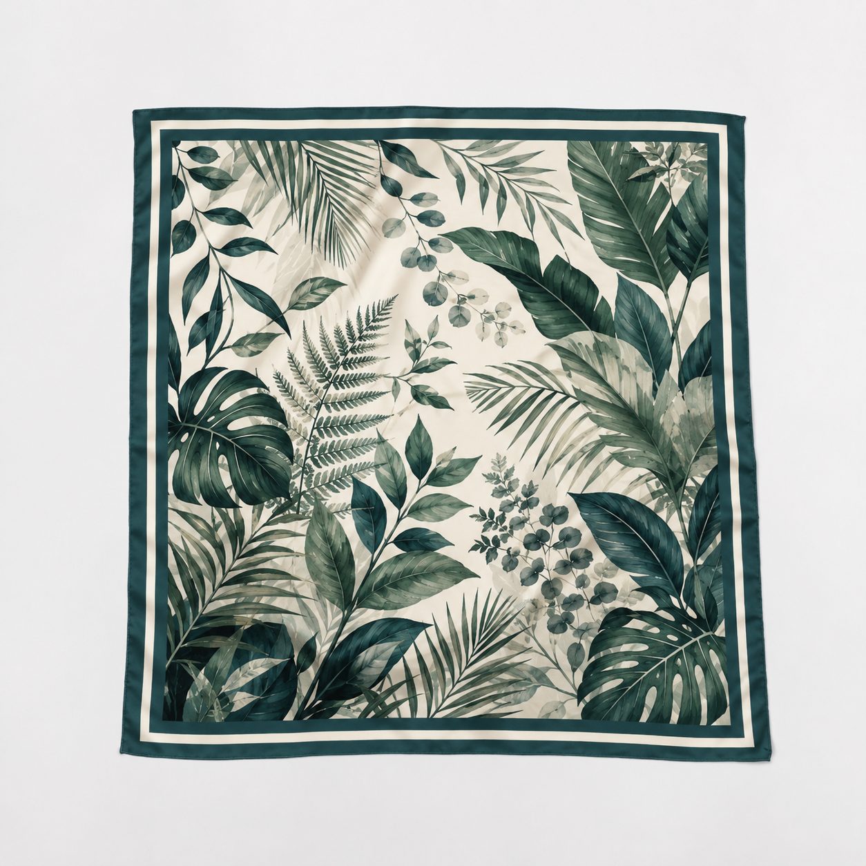 Deep green custom wedding silk scarf with soft mulberry silk sheen