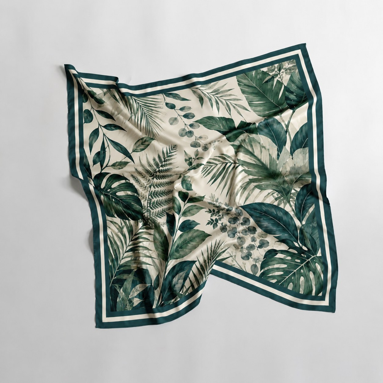 Tree motif deep green wedding silk scarf