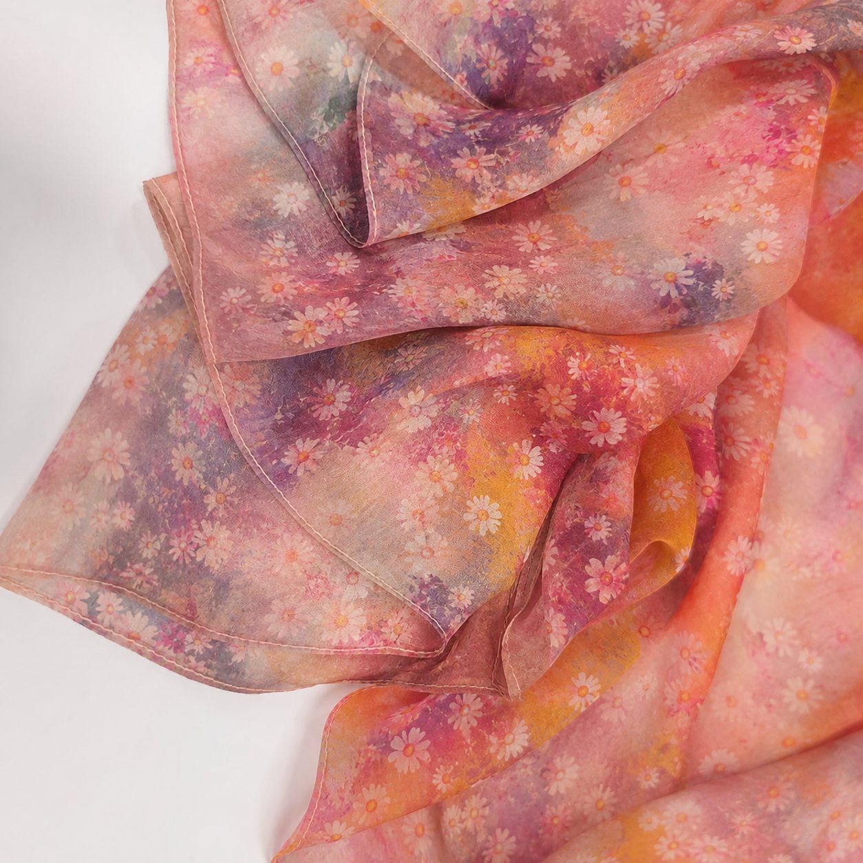 Custom pink chiffon scarf with soft drape for brand collections