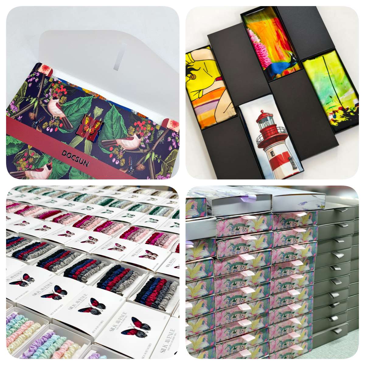 Custom packaging development for silk scarves and accessories