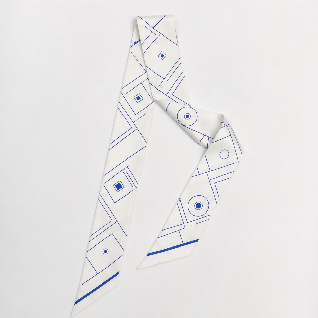 White mulberry silk tie scarf for fashion styling