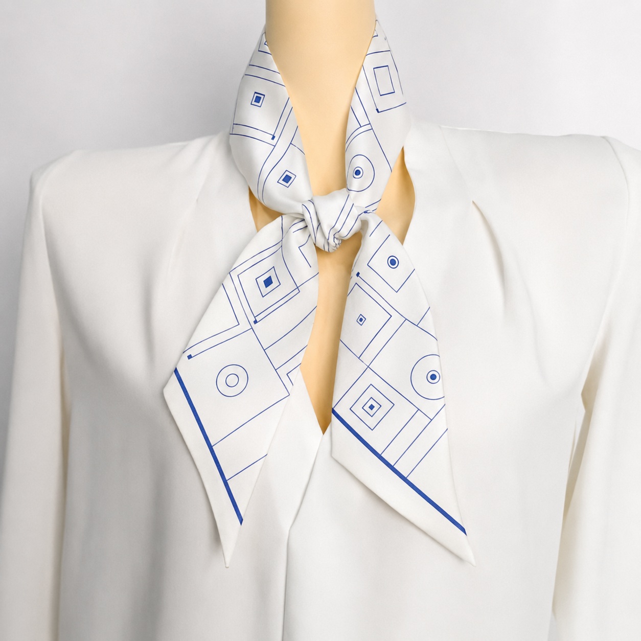 Luxury white mulberry silk twilly ribbon scarf
