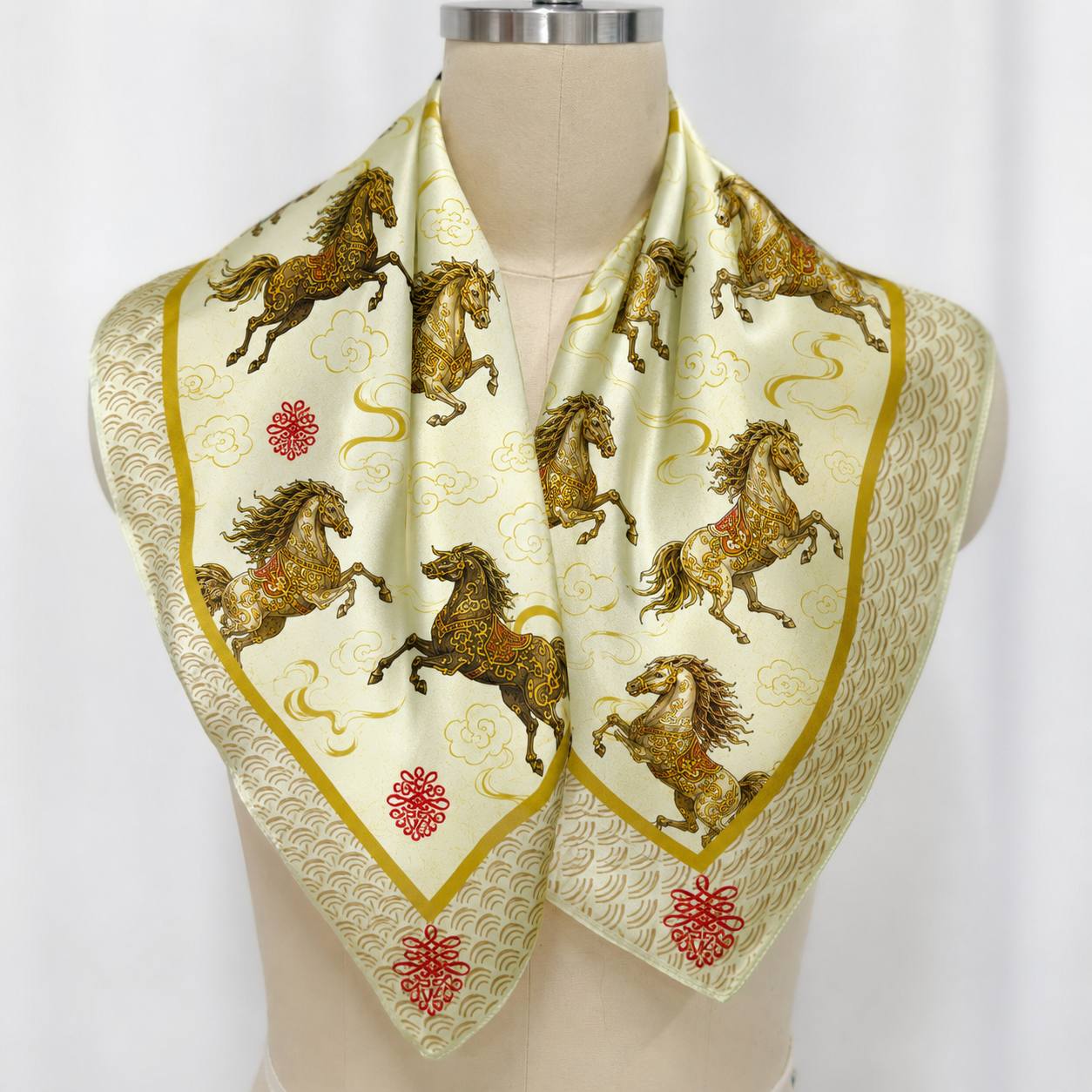 Oriental cloud patterns on custom silk scarf design