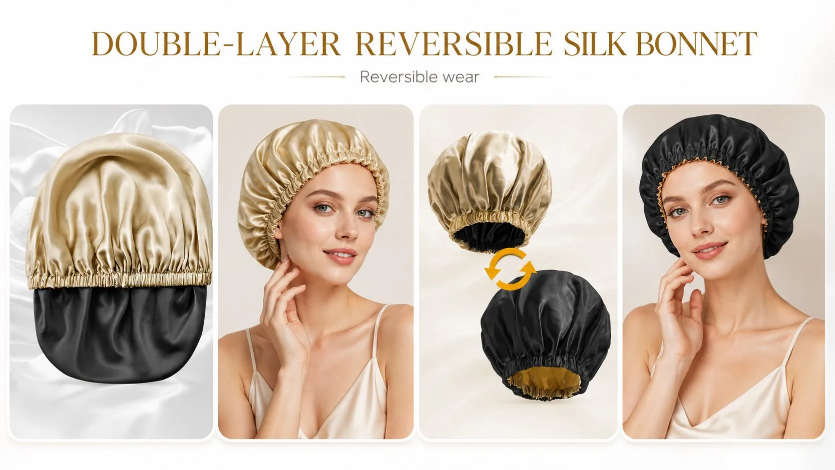 Double-layer reversible sleep bonnet with smooth interior construction
