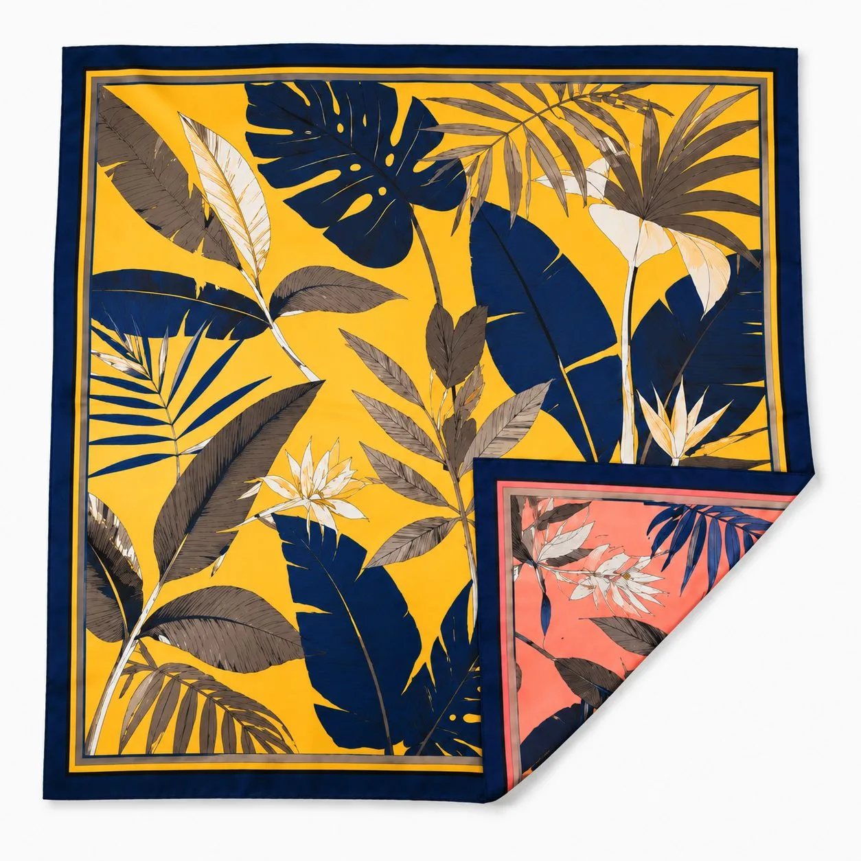 Synchronized double-sided silk scarf printing with clear artwork on both faces