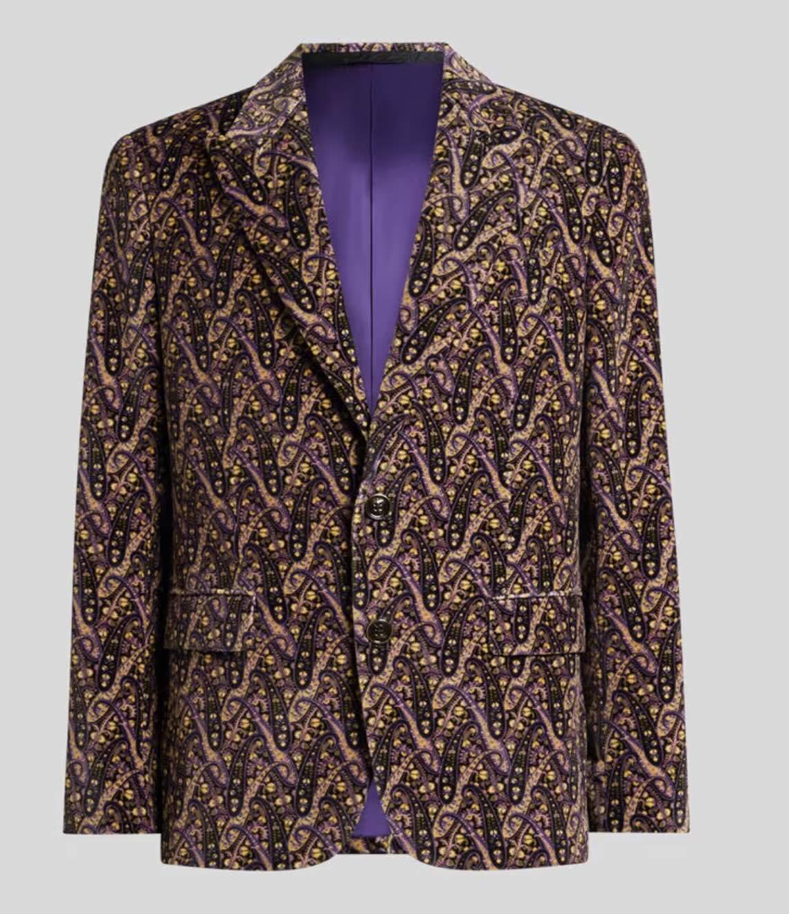 Dense maximalist pattern inspiration on a fashion coat