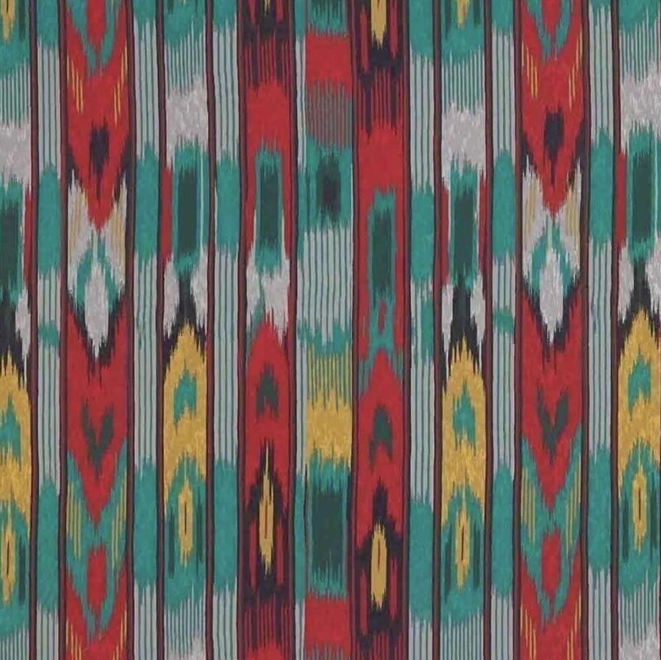 Ikat and geometric fabric pattern inspiration for custom printed silk