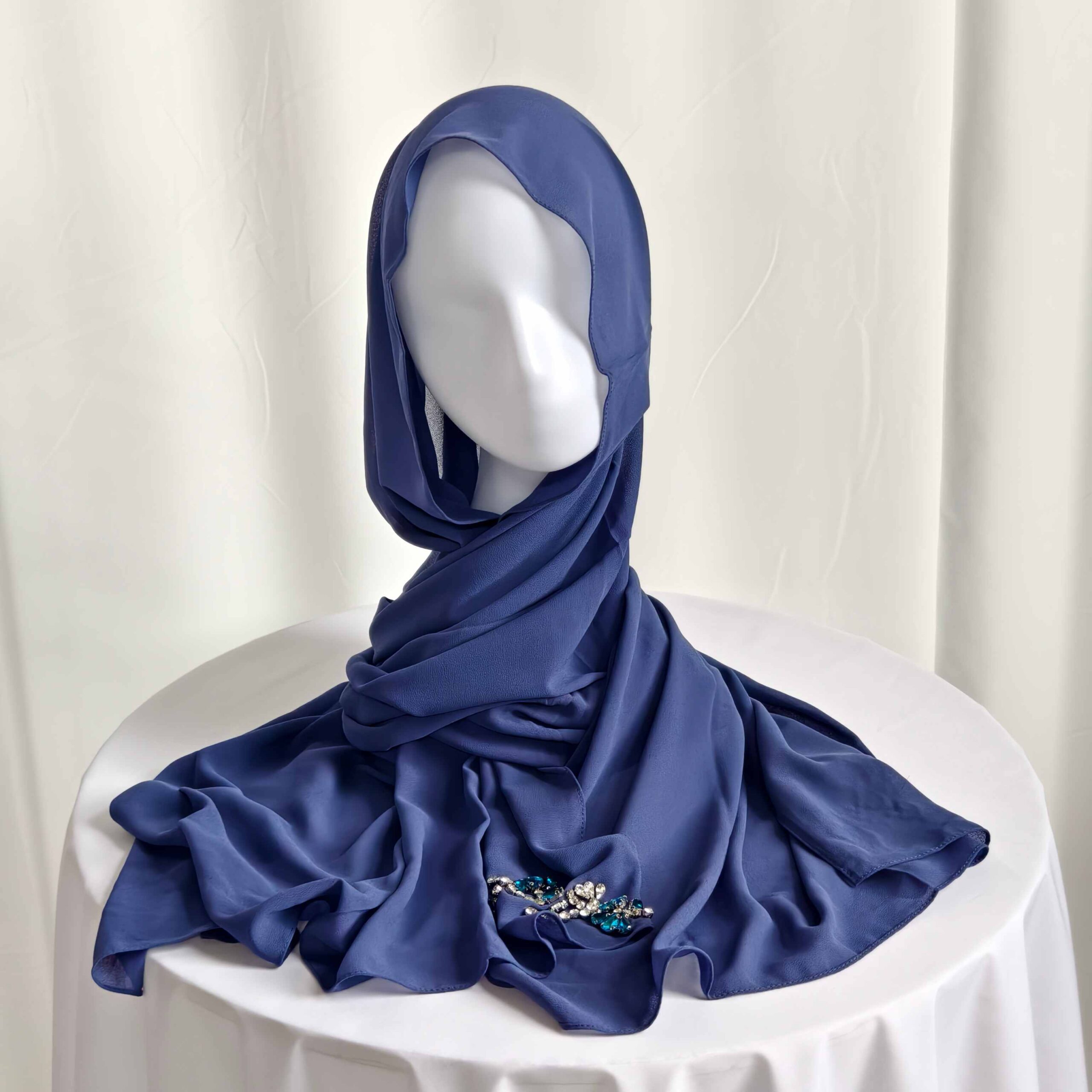 Blue chiffon scarf color option for wholesale women's scarf buyers