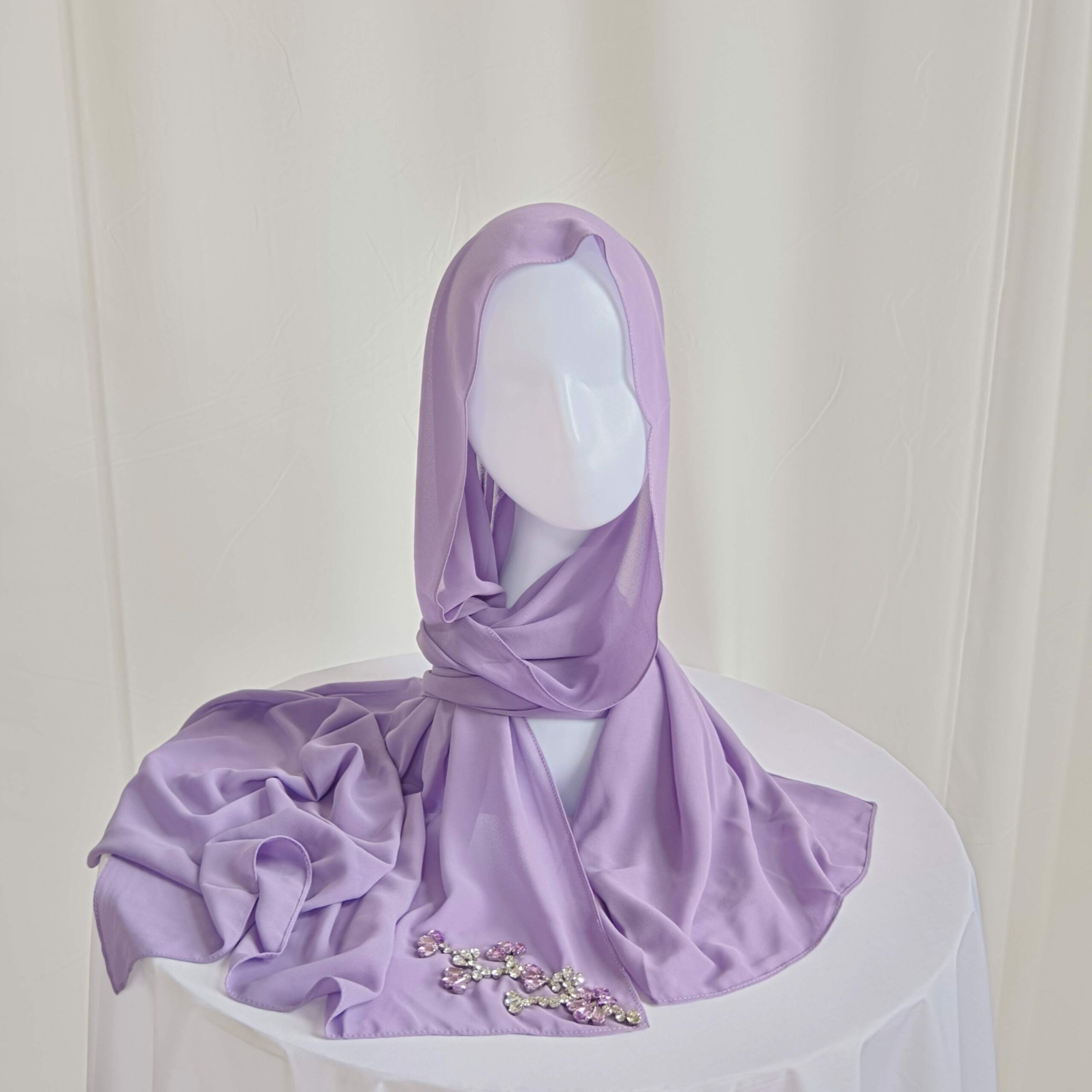 Lightweight chiffon scarf with rhinestone detail for women's fashion collections