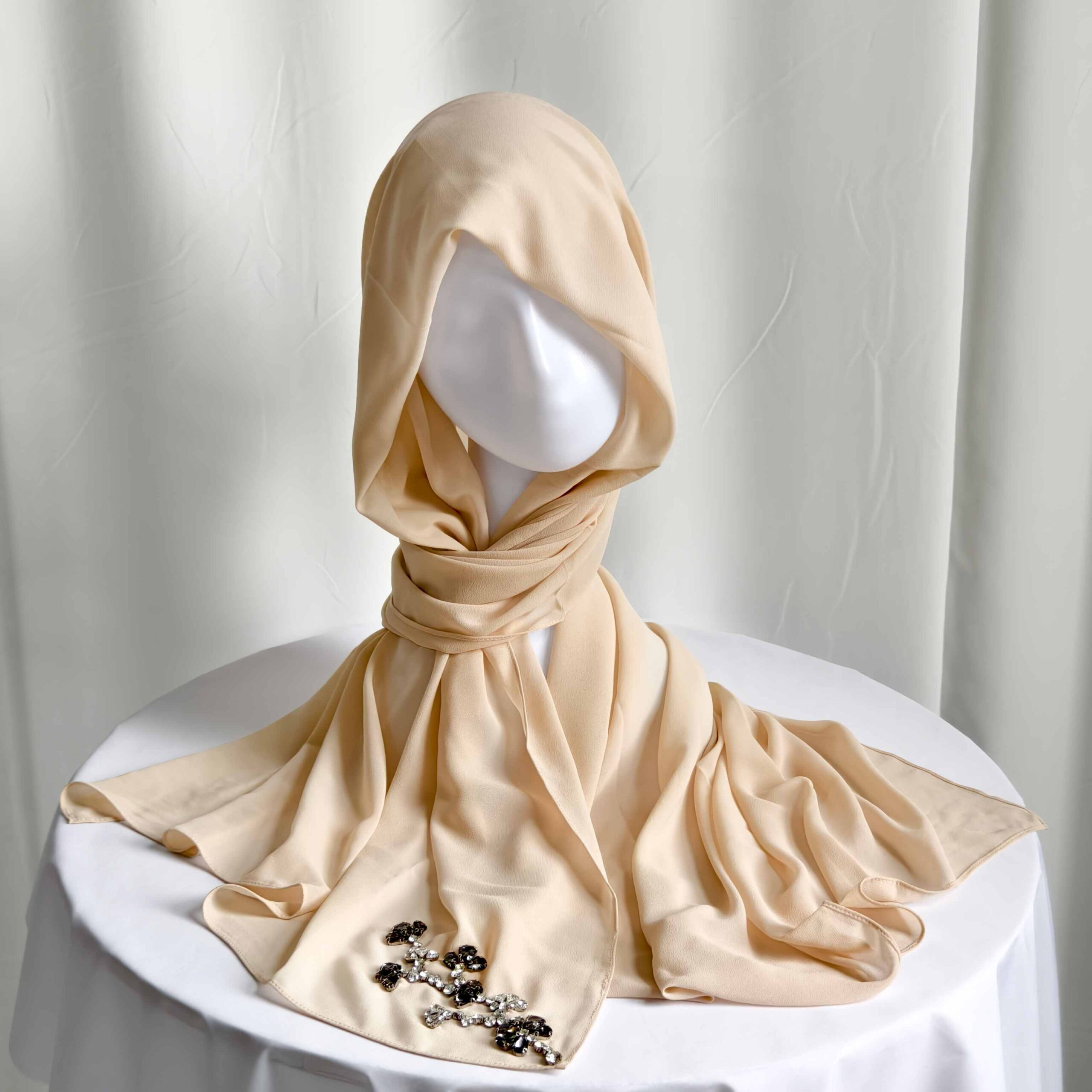 White chiffon scarf color option for women's fashion collections
