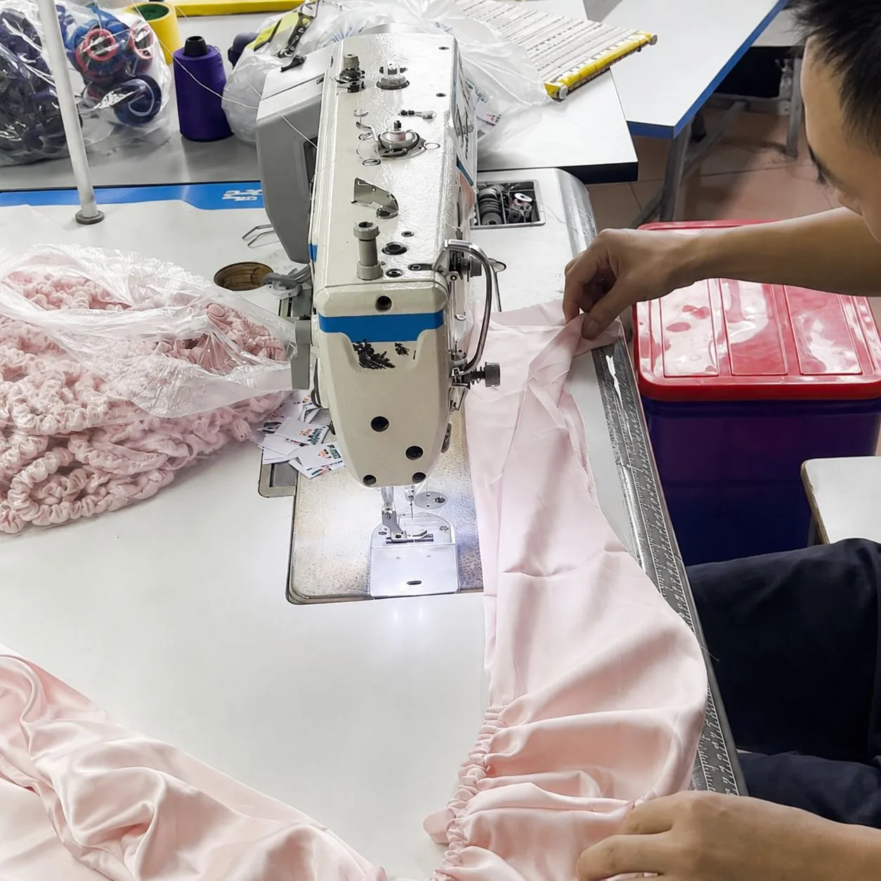 Sewing process for a custom silk sleep bonnet