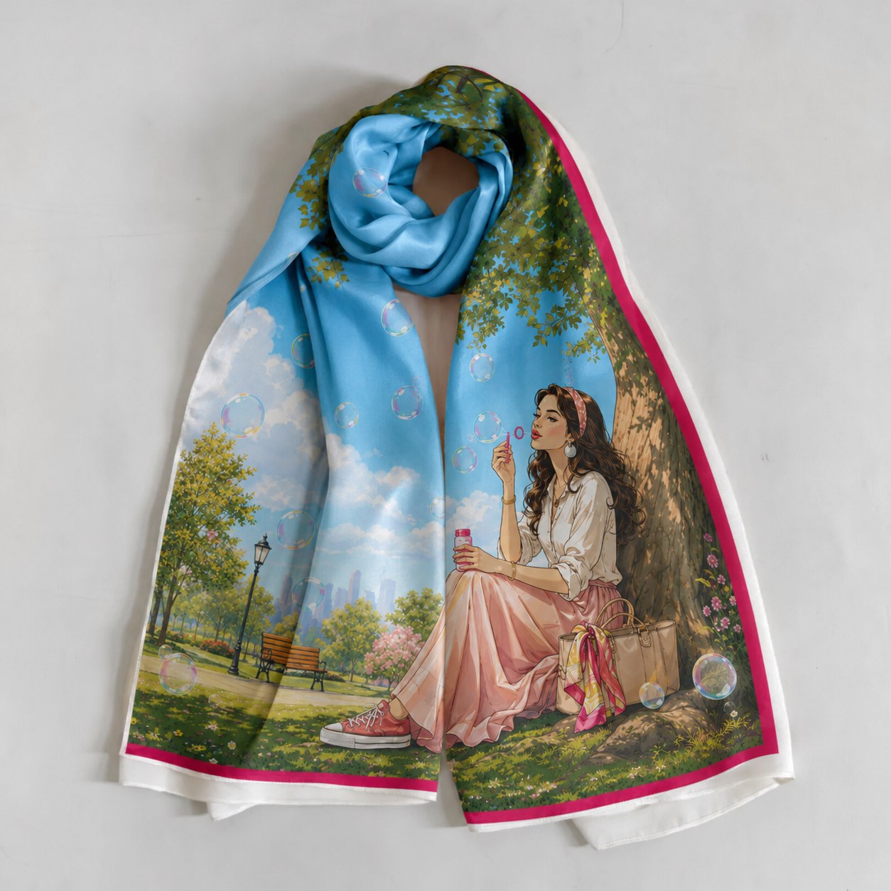 Long mulberry silk scarf for women fashion styling