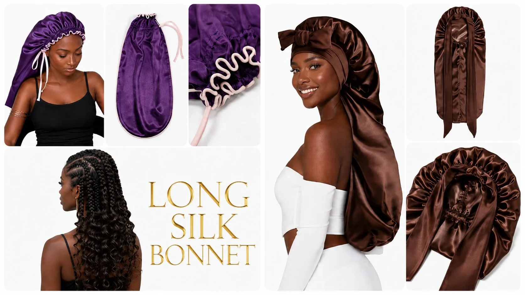 Long silk bonnet for braids locs dreadlocks and extensions