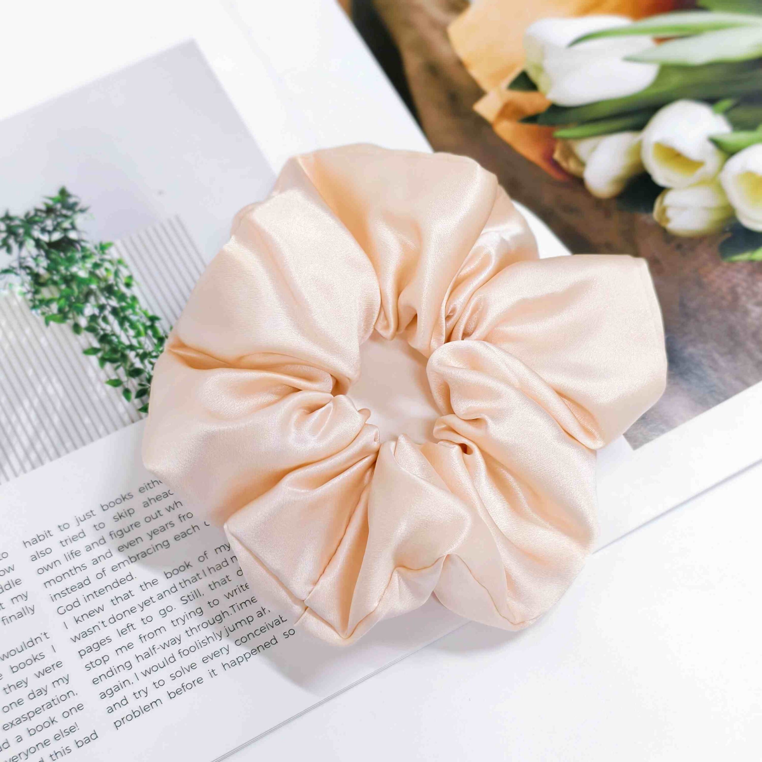 Floral custom silk scrunchies for brand collections
