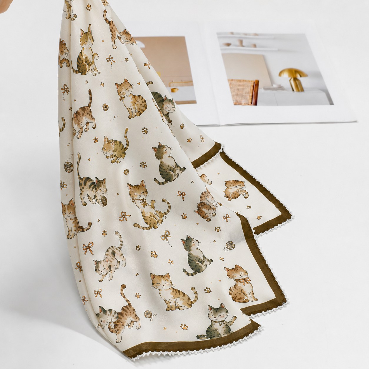 Custom silk neck scarf for women with playful animal print