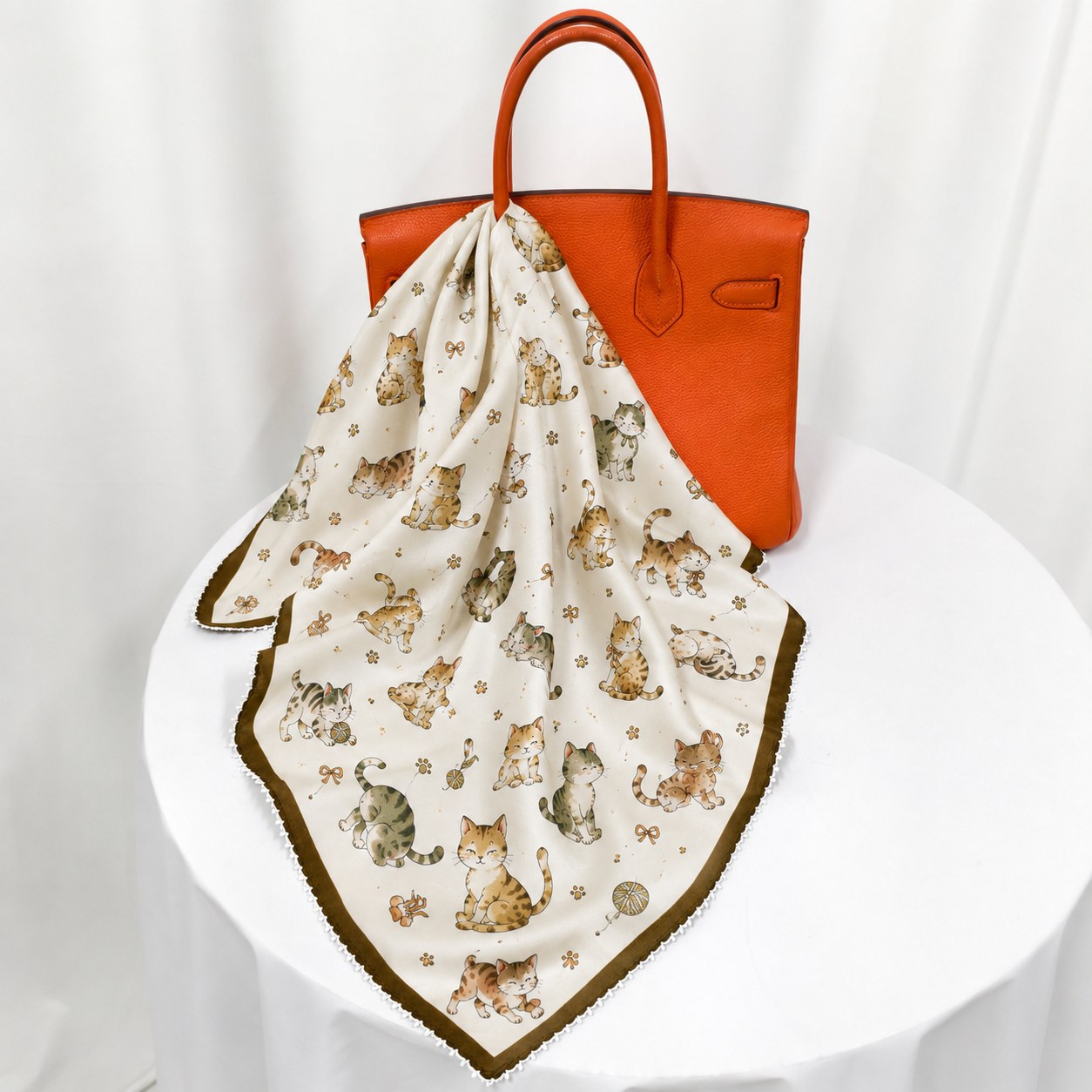 Small silk neck scarf styling for boutique accessory collections