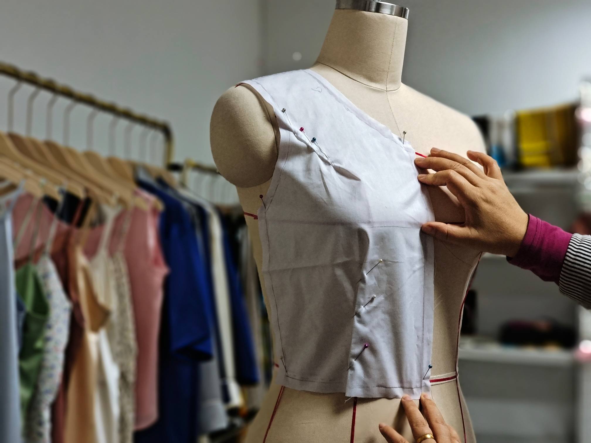 Pattern design support for custom silk dress development