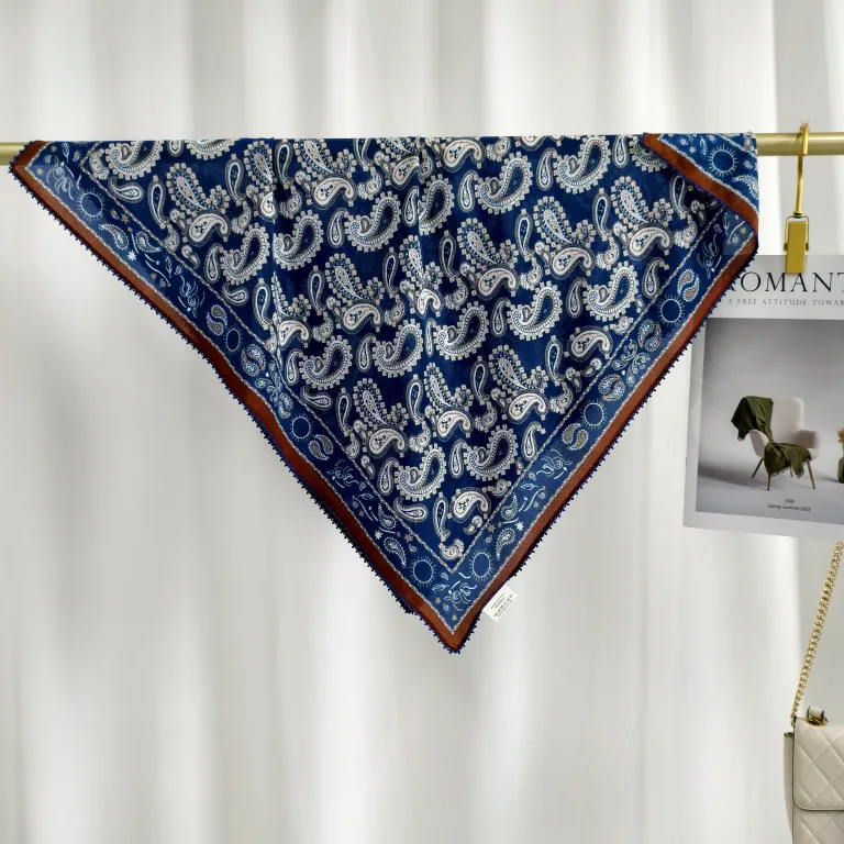 Paisley pattern custom printed mulberry silk scarf