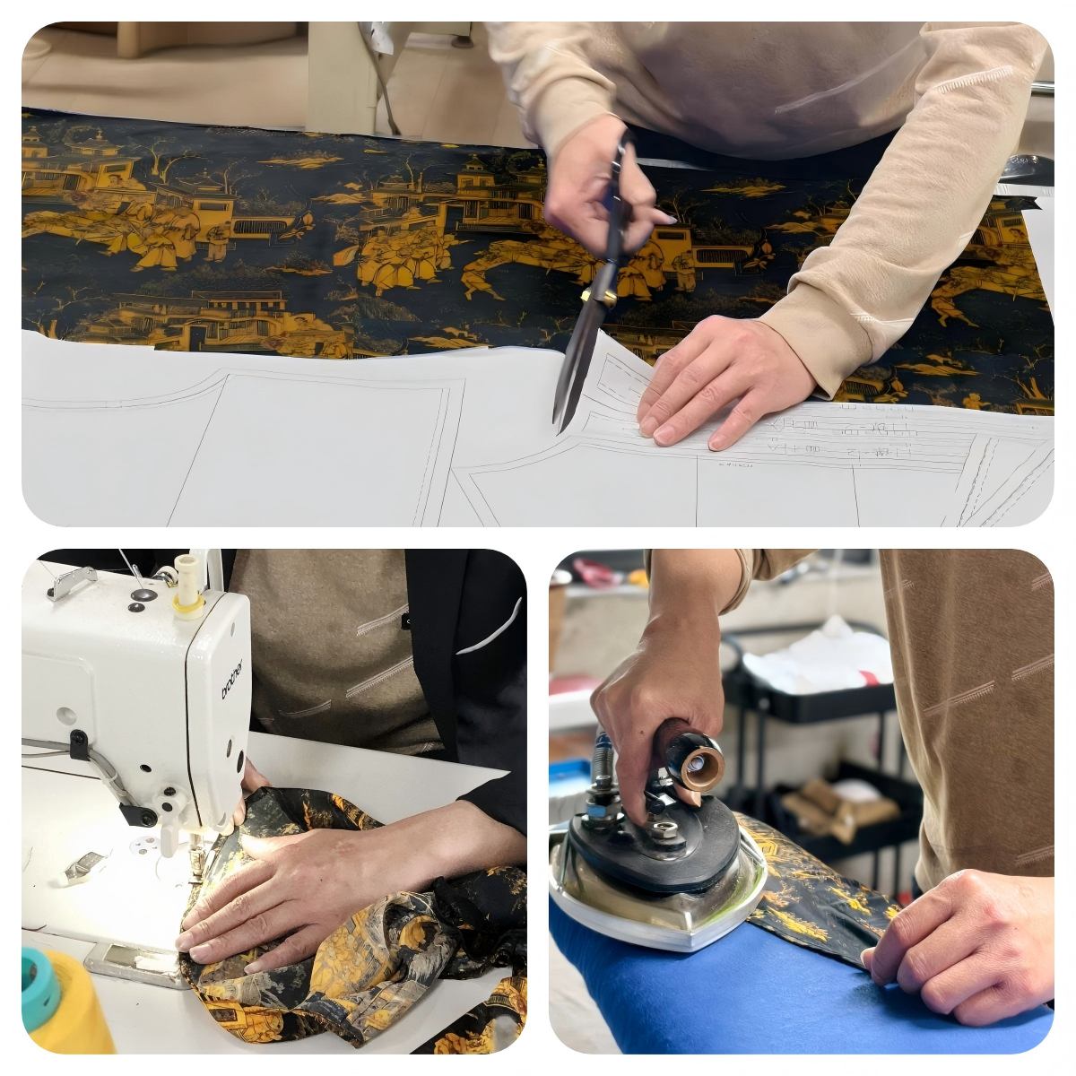 Professional sample room cutting custom silk blouse fabric