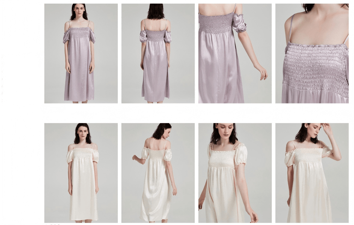Puff sleeve custom silk dress style