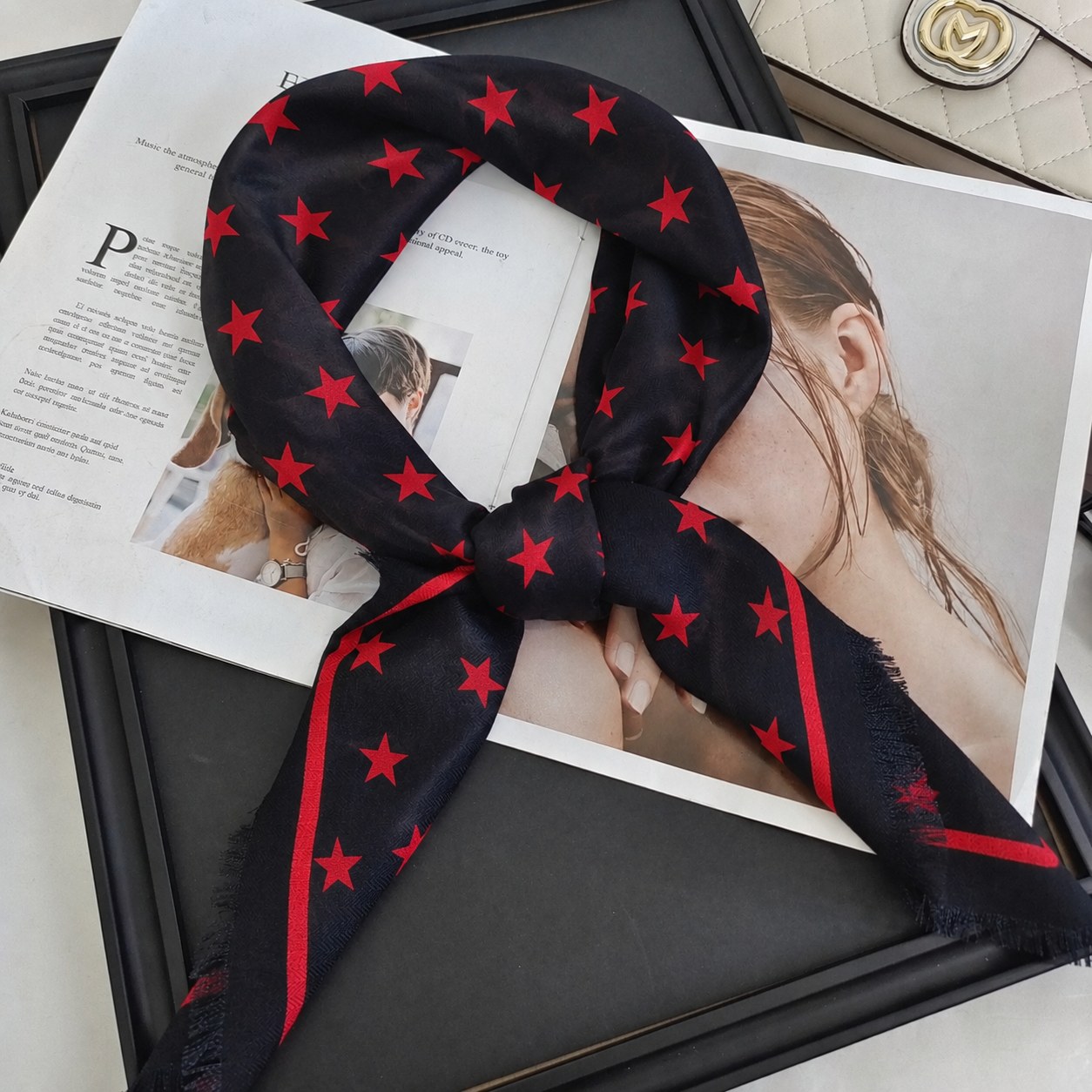 Red silk wool blend scarf for women seasonal collection