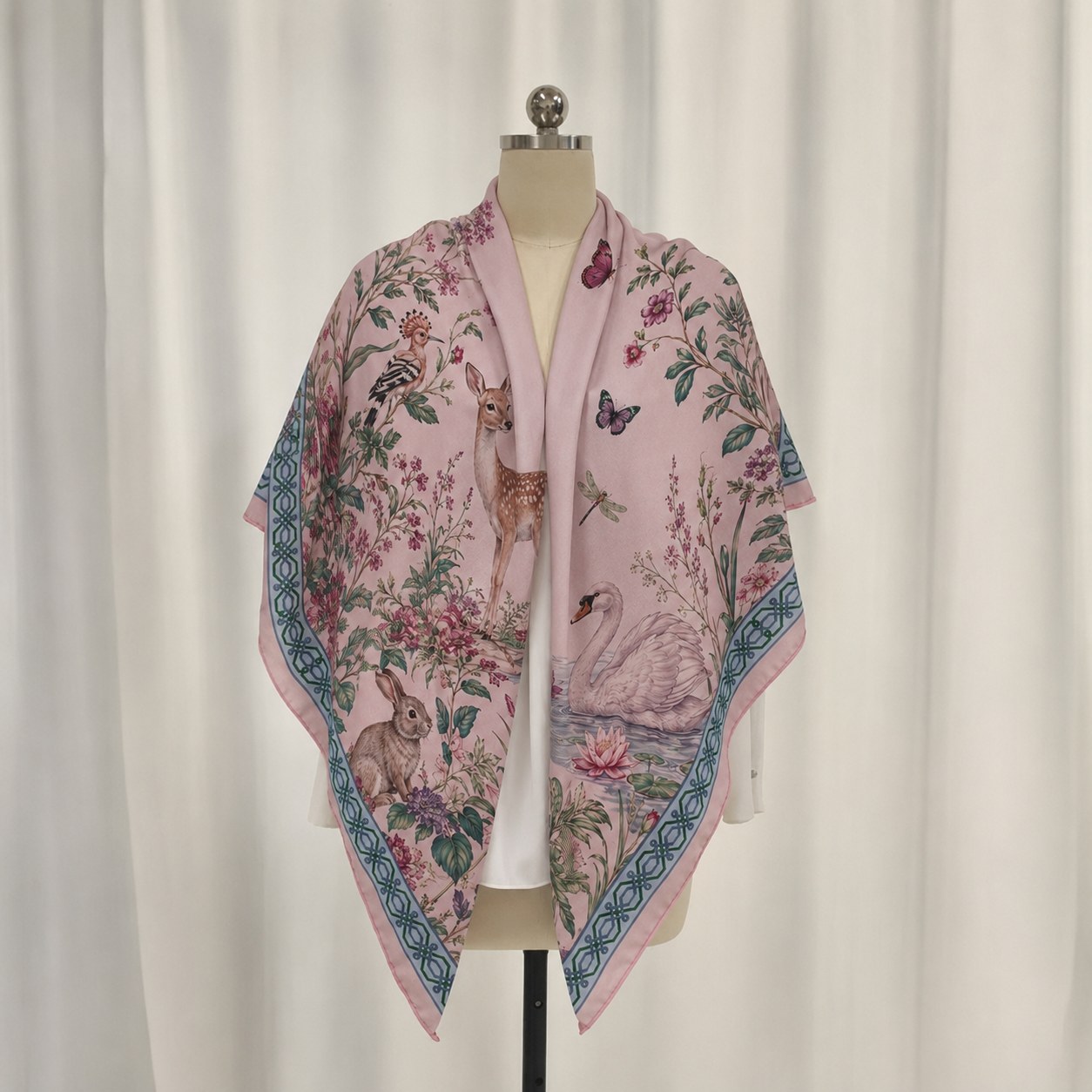 Pink silk and wool blend scarf showing warm colorway for premium gift scarf development