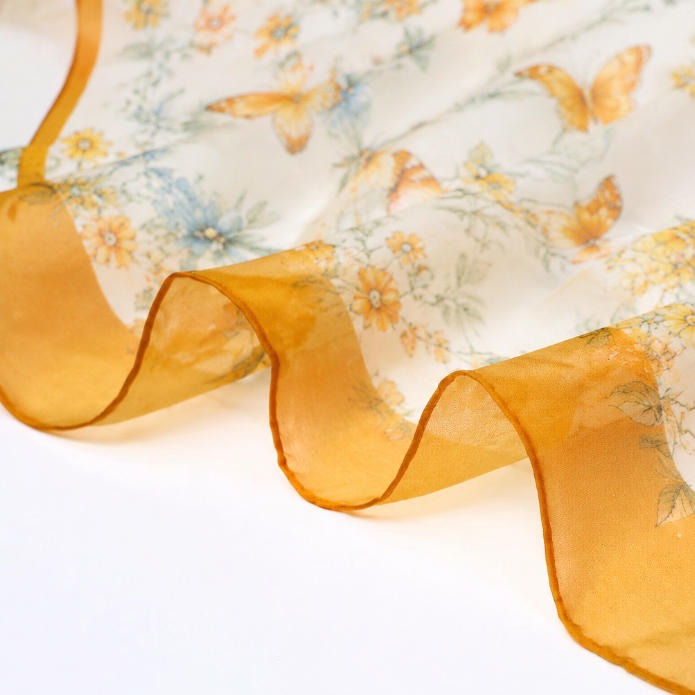 Lightweight transparent silk chiffon fabric for scarves and layered accessories