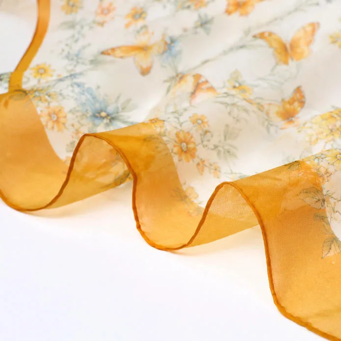 Lightweight transparent silk chiffon fabric for scarves and layered accessories