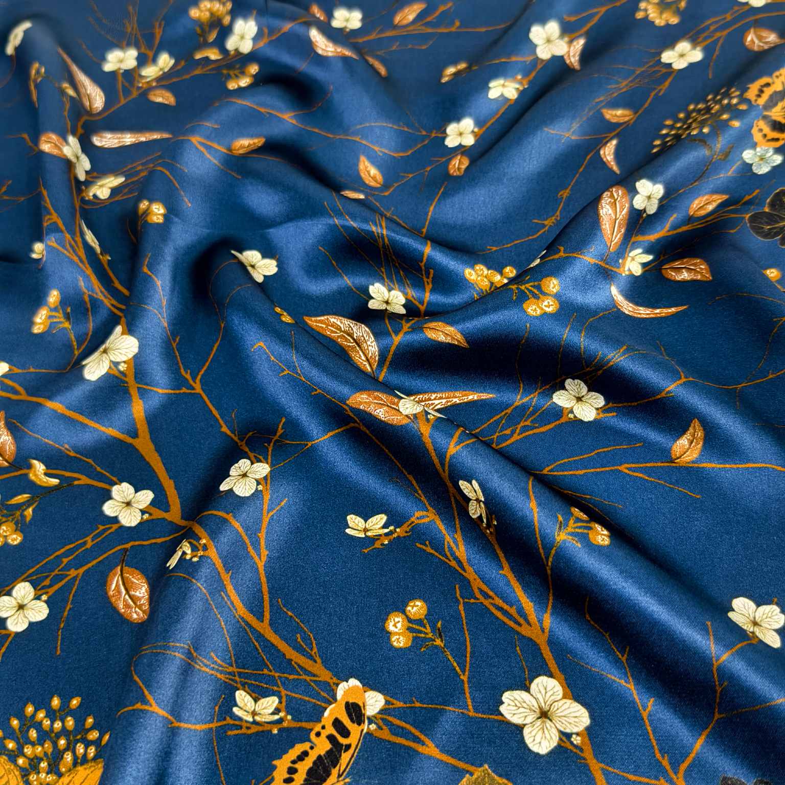 Smooth silk satin fabric for custom scarves with fluid drape and gloss