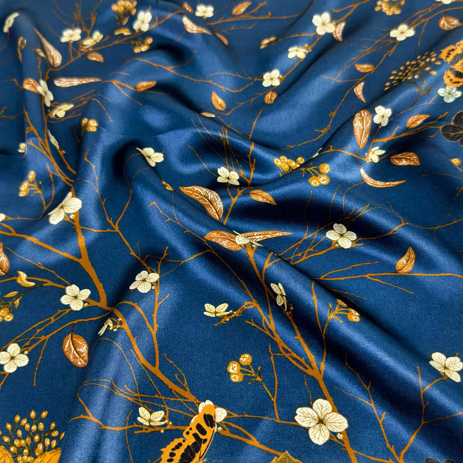 Smooth silk satin fabric for custom scarves with fluid drape and gloss