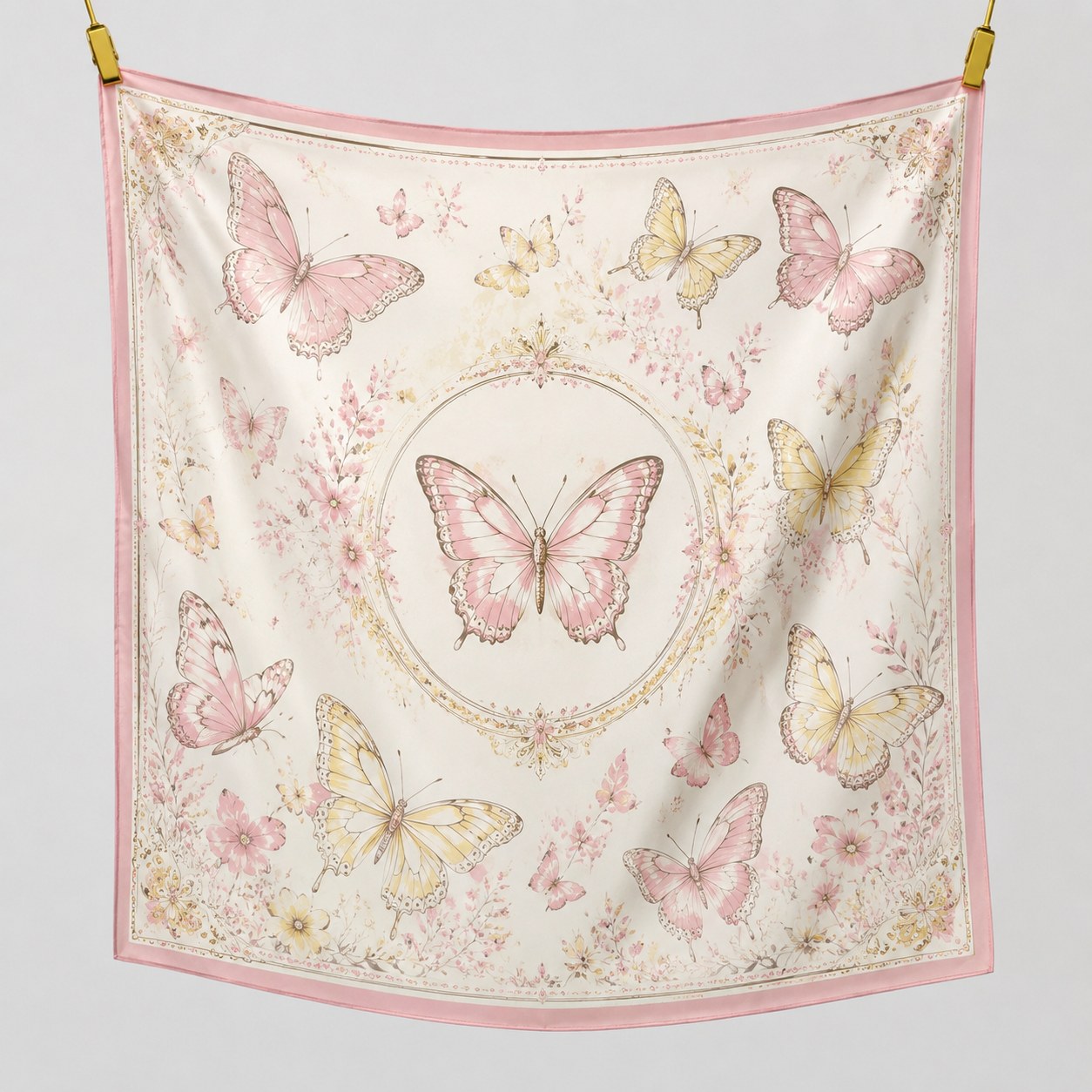 Silk scarf with delicate botanical decorations for soft color and print control review