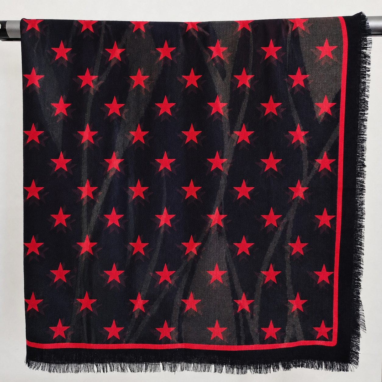 Star printed scarf design for silk wool blend scarf project