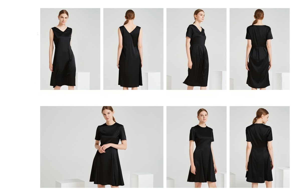 Stretch silk satin dress for fitted private label apparel