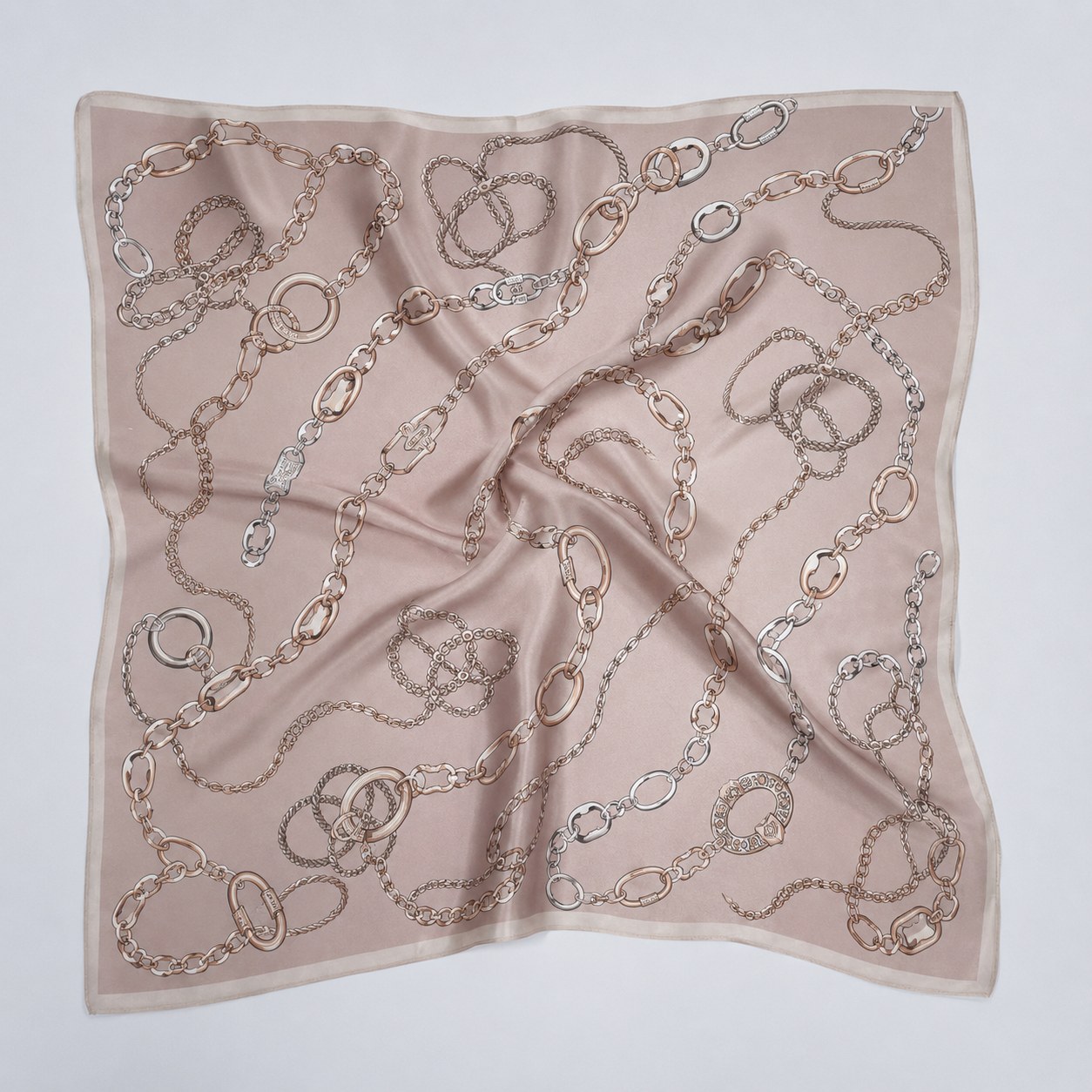 Chain print silk scarf for wholesale custom mulberry silk scarf collections