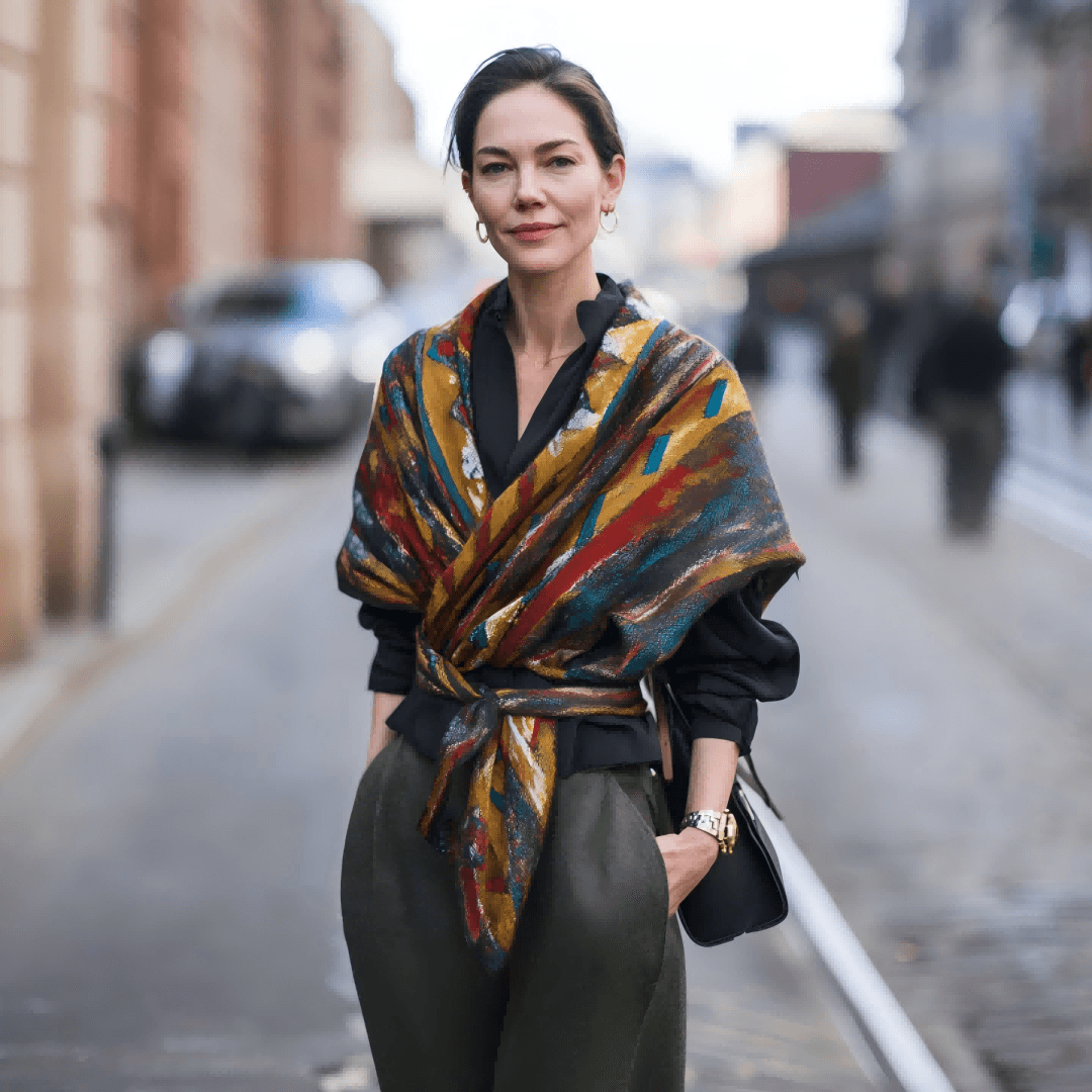 Fashion scarf styling reference for brand buyers