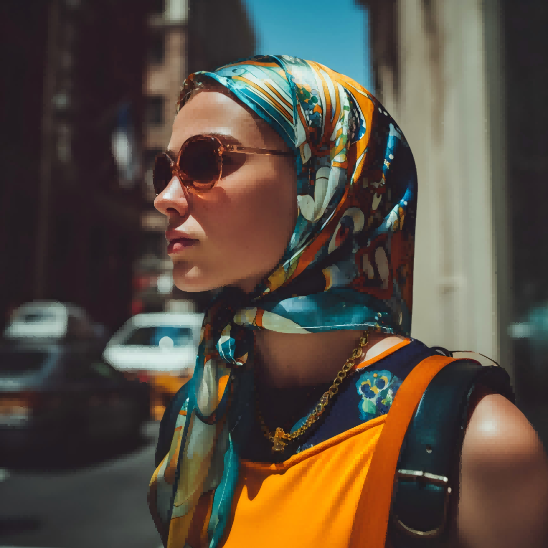 Silk headscarf styling idea for custom scarf collections
